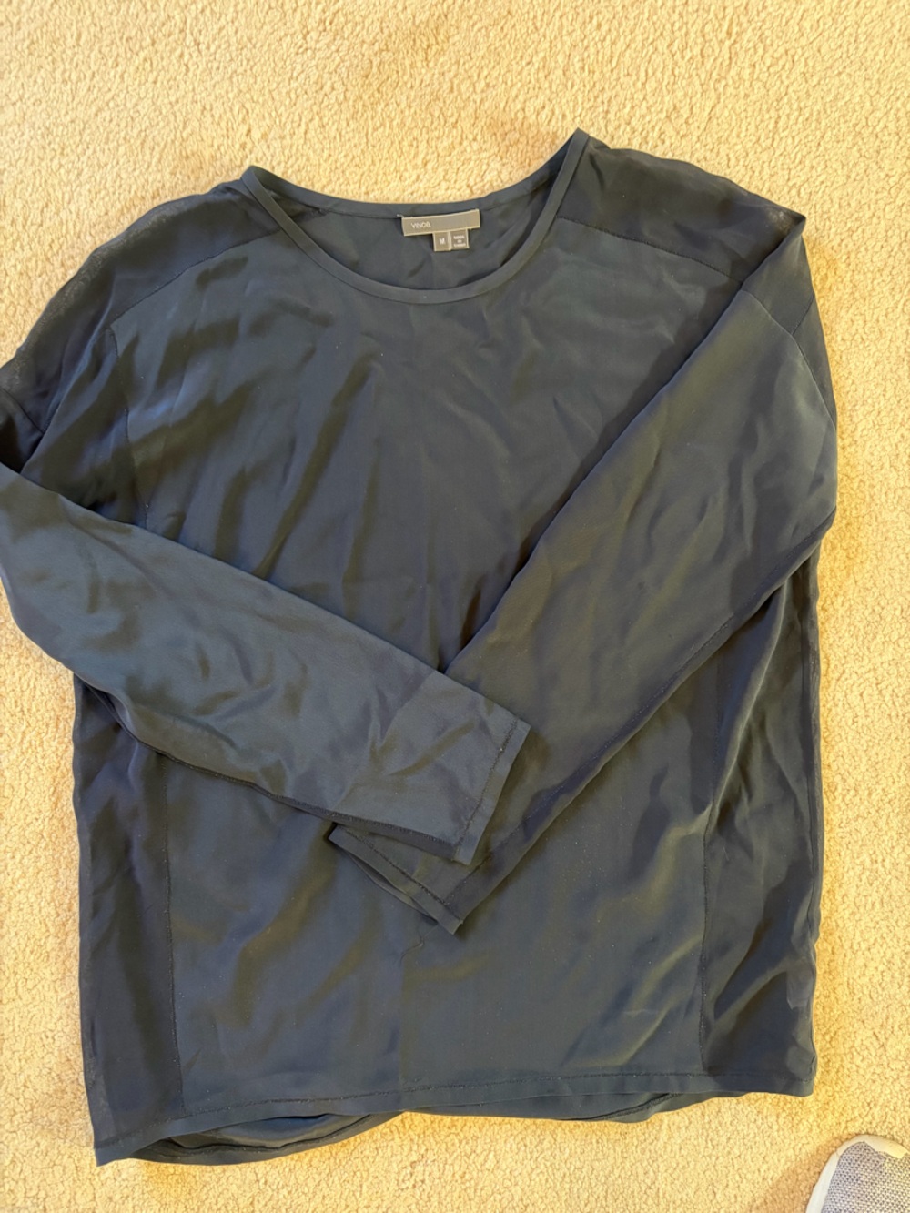 Vince Navy Long Sleeve Crewneck Top
